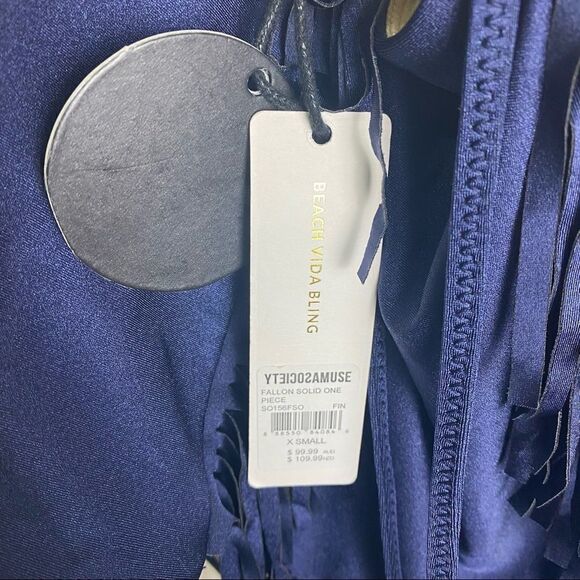 Amuse Society Fallon Fringe One Piece Faded Indigo - Picture 8 of 13